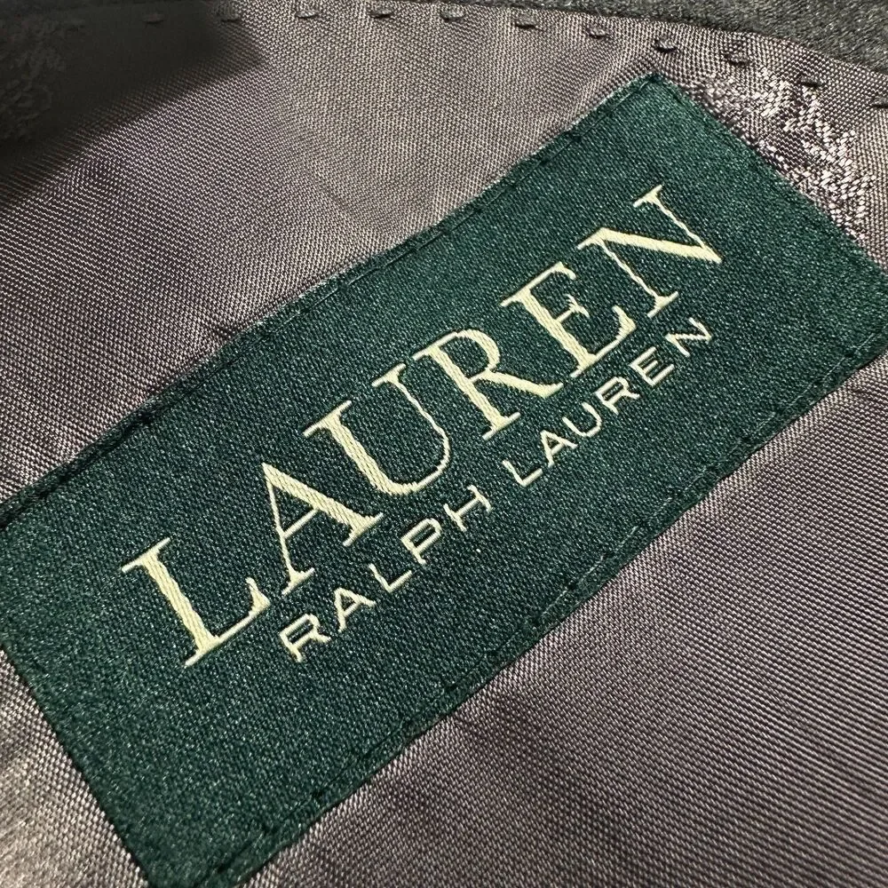 RALPH LAUREN Mens Blazer Sport Coat 2-Button Suit Jacket 44S Gray Fleece Wool